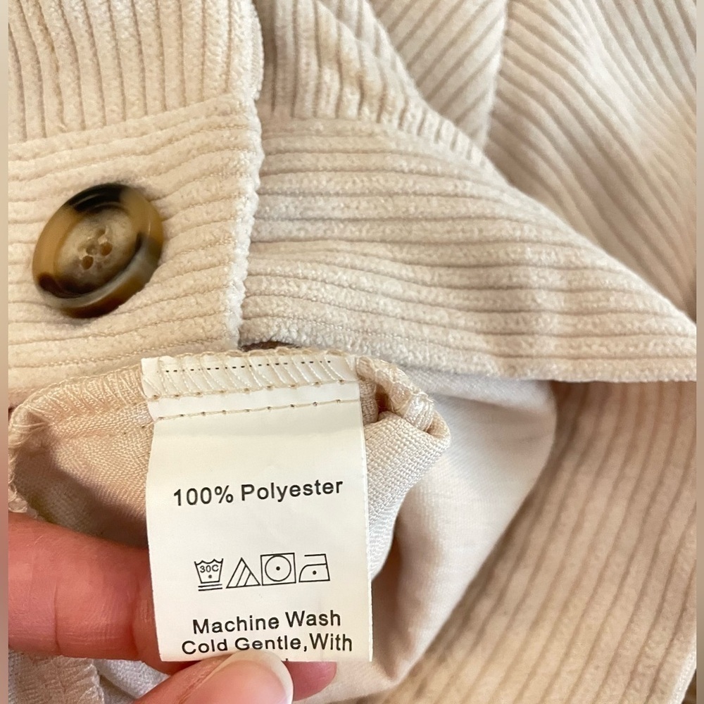 Drop Shoulder Corduroy Jacket Beige Size XS - Picture 8 of 13